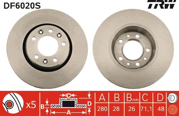 TRW DF6020S - Disque de frein cwaw.fr