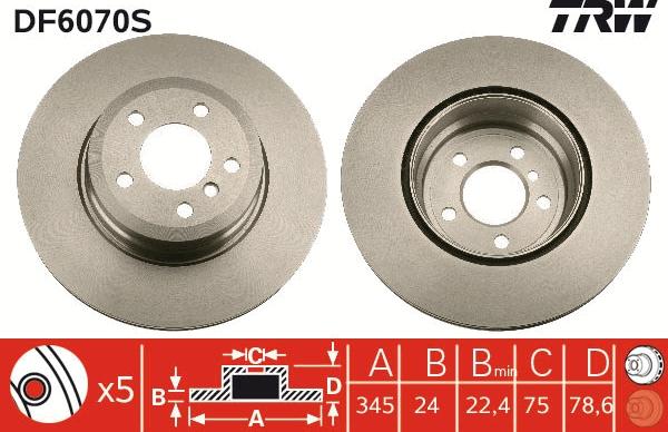 TRW DF6070S - Disque de frein cwaw.fr