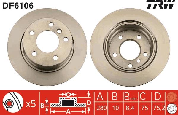 TRW DF6106 - Disque de frein cwaw.fr