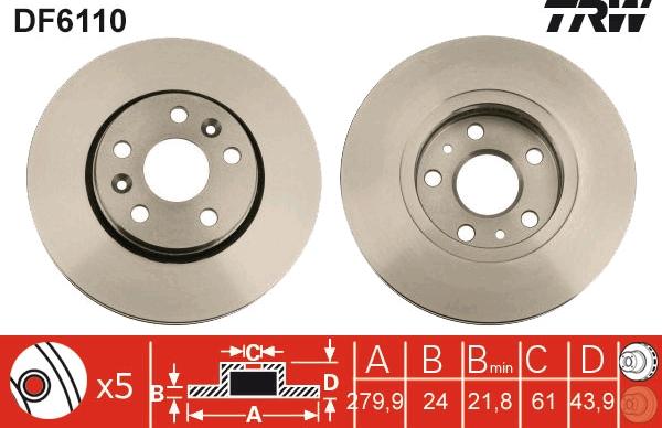 TRW DF6110 - Disque de frein cwaw.fr