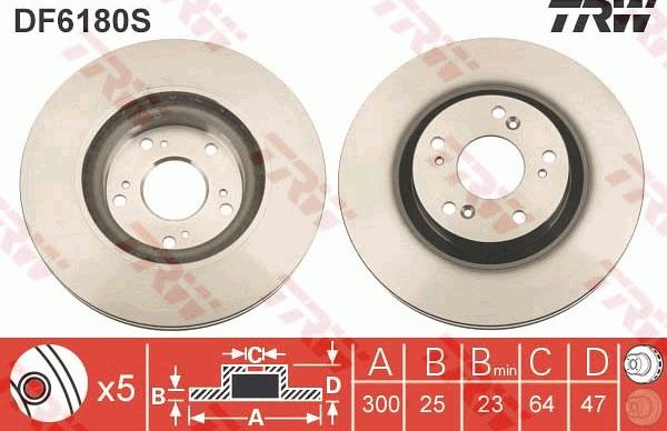 TRW DF6180S - Disque de frein cwaw.fr