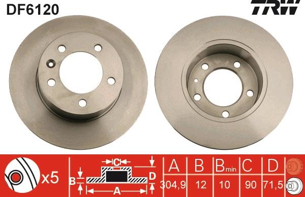 TRW DF6120 - Disque de frein cwaw.fr