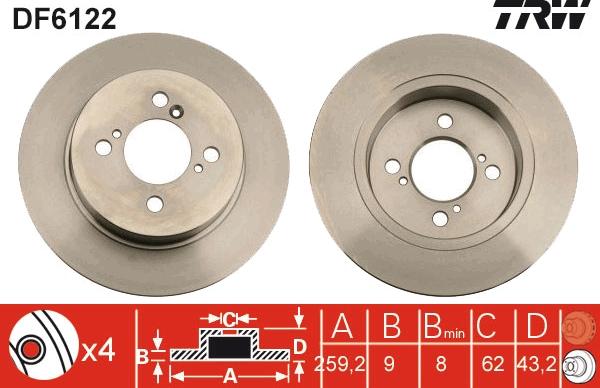 TRW DF6122 - Disque de frein cwaw.fr