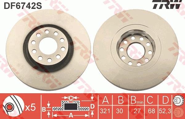 TRW DF6742S - Disque de frein cwaw.fr