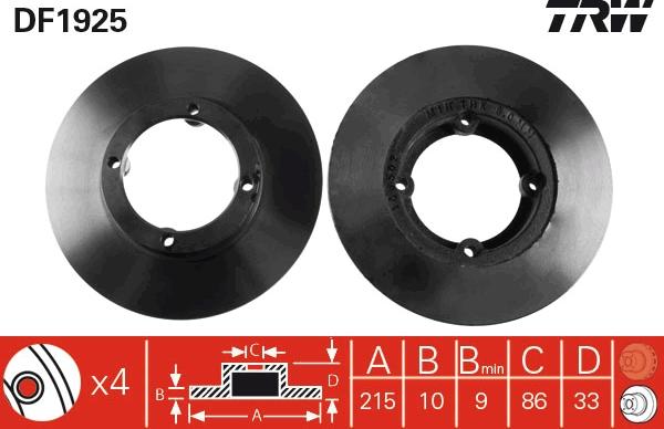 TRW DF1925 - Disque de frein cwaw.fr