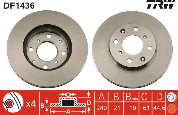 TRW DF1436 - Disque de frein cwaw.fr