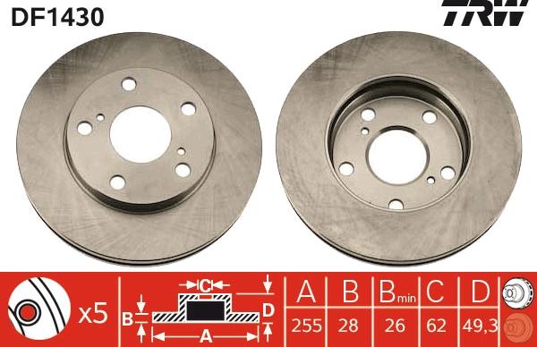 TRW DF1430 - Disque de frein cwaw.fr