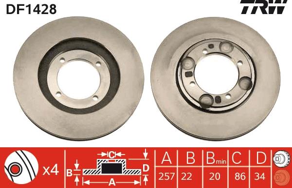 TRW DF1428 - Disque de frein cwaw.fr