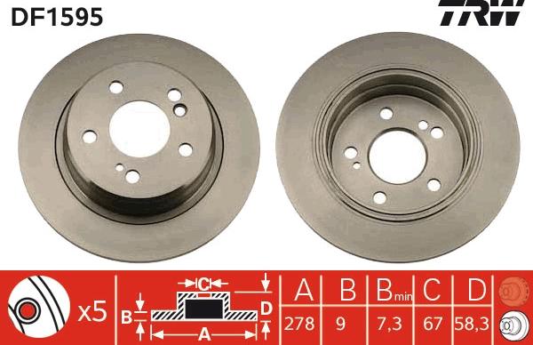 TRW DF1595 - Disque de frein cwaw.fr