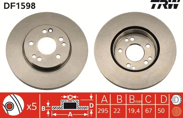 TRW DF1598 - Disque de frein cwaw.fr