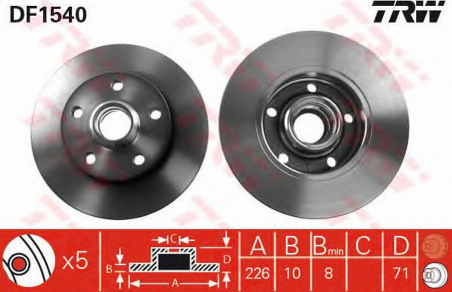 TRW DF1540BP - Disque de frein cwaw.fr