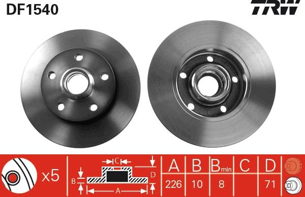 TRW DF1540 - Disque de frein cwaw.fr