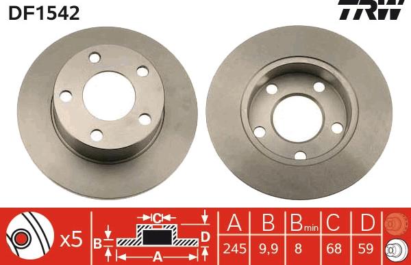 TRW DF1542 - Disque de frein cwaw.fr