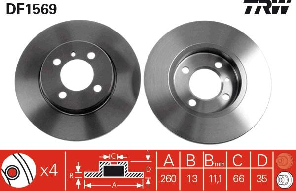 TRW DF1569 - Disque de frein cwaw.fr