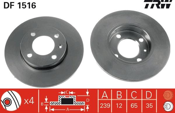 TRW DF1516 - Disque de frein cwaw.fr