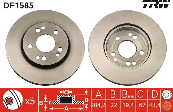 TRW DF1585 - Disque de frein cwaw.fr