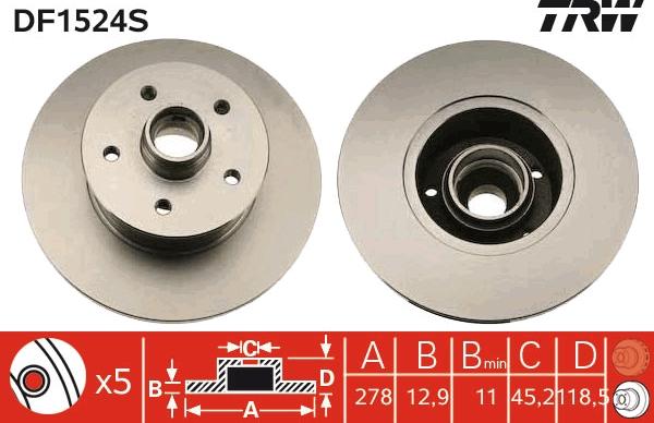 TRW DF1524S - Disque de frein cwaw.fr