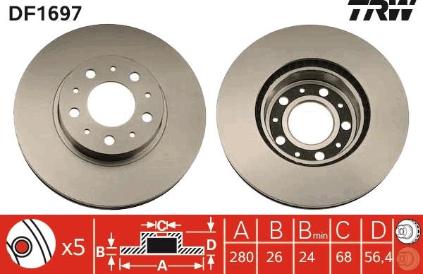 TRW DF1697 - Disque de frein cwaw.fr