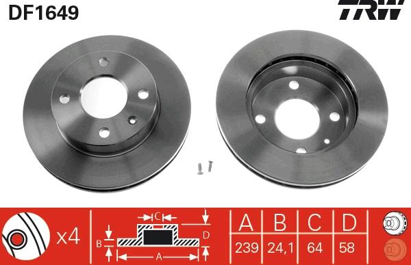 TRW DF1649 - Disque de frein cwaw.fr