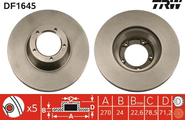 TRW DF1645 - Disque de frein cwaw.fr