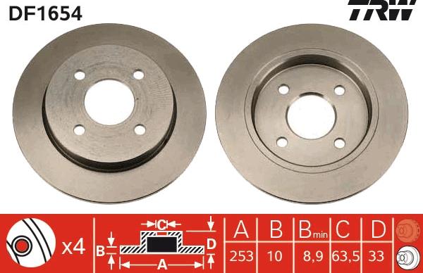 TRW DF1654 - Disque de frein cwaw.fr