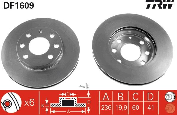 TRW DF1609 - Disque de frein cwaw.fr