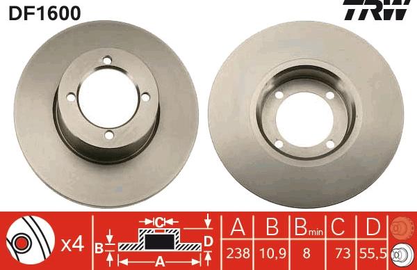 TRW DF1600 - Disque de frein cwaw.fr