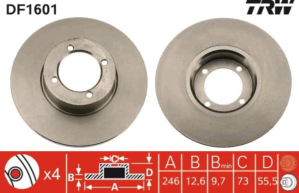 TRW DF1601 - Disque de frein cwaw.fr