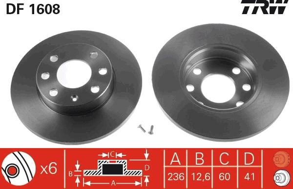 TRW DF1608 - Disque de frein cwaw.fr