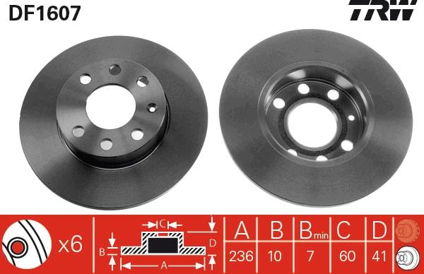 TRW DF1607 - Disque de frein cwaw.fr