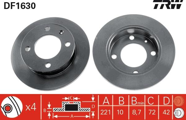 TRW DF1630 - Disque de frein cwaw.fr