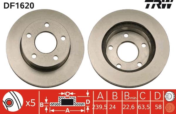 TRW DF1620 - Disque de frein cwaw.fr