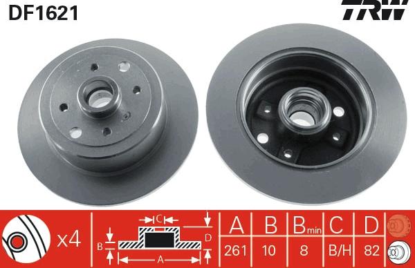 TRW DF1621 - Disque de frein cwaw.fr