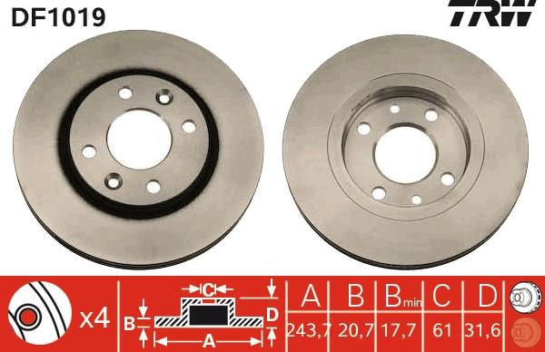 TRW DF1019 - Disque de frein cwaw.fr