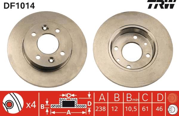 TRW DF1014 - Disque de frein cwaw.fr