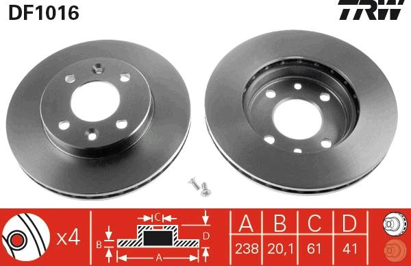 TRW DF1016 - Disque de frein cwaw.fr