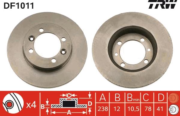 TRW DF1011 - Disque de frein cwaw.fr