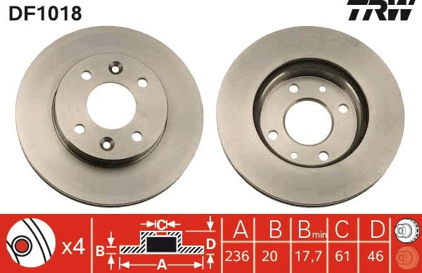 TRW DF1018 - Disque de frein cwaw.fr