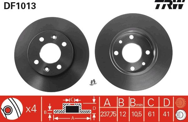 TRW DF1013 - Disque de frein cwaw.fr