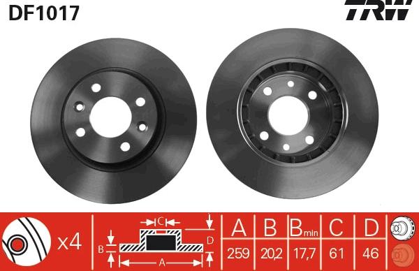 TRW DF1017 - Disque de frein cwaw.fr