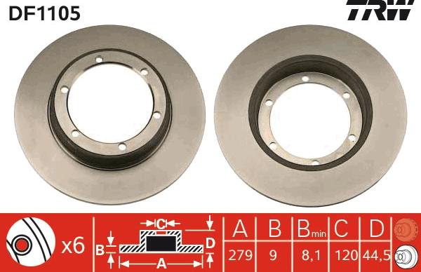 TRW DF1105 - Disque de frein cwaw.fr