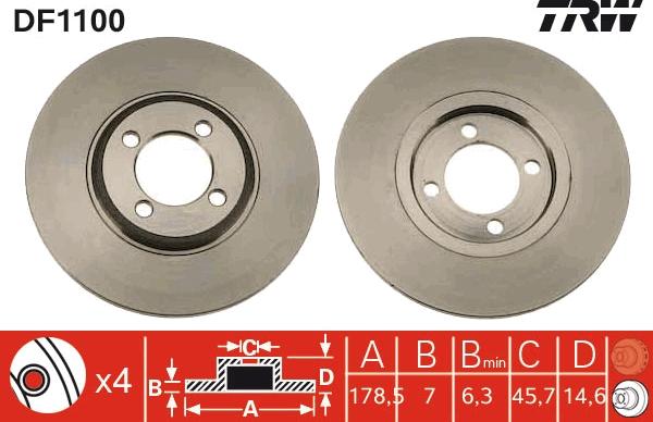 TRW DF1100 - Disque de frein cwaw.fr