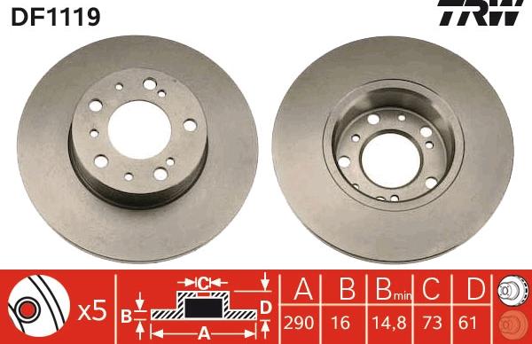 TRW DF1119 - Disque de frein cwaw.fr