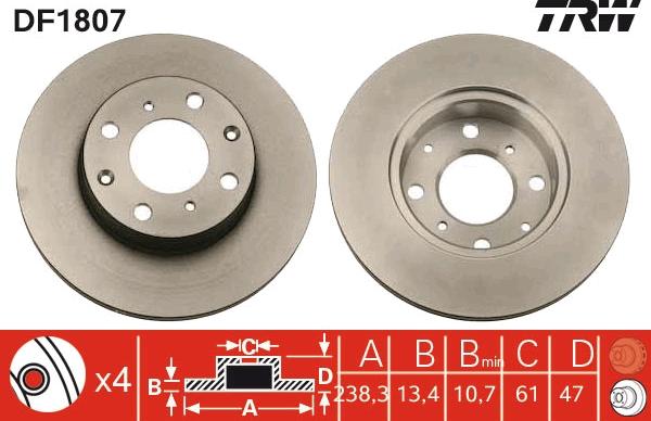 TRW DF1807 - Disque de frein cwaw.fr