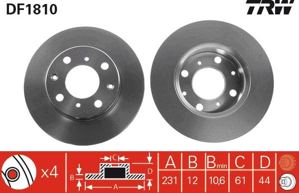 TRW DF1810 - Disque de frein cwaw.fr