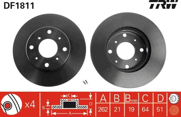 TRW DF1811 - Disque de frein cwaw.fr