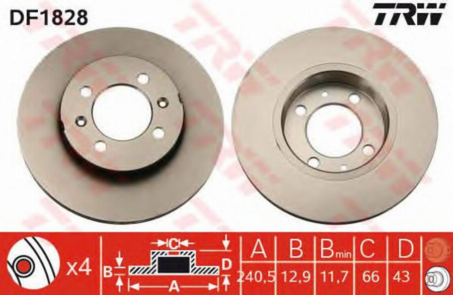 TRW DF1828BP - Disque de frein cwaw.fr