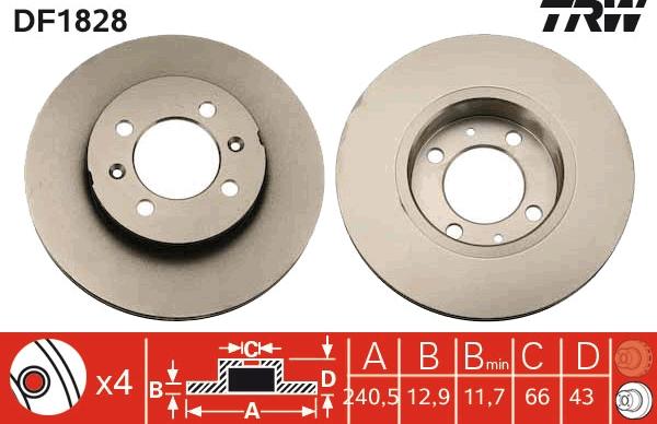 TRW DF1828 - Disque de frein cwaw.fr