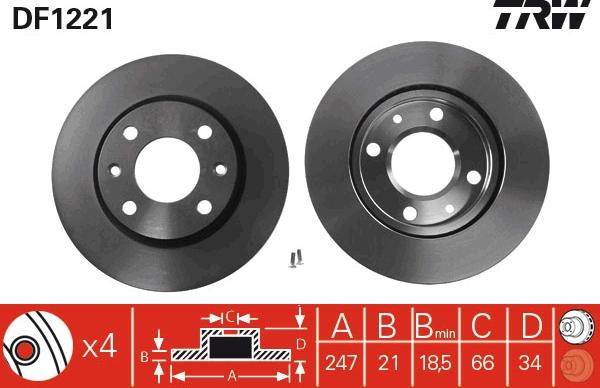 TRW DF1221 - Disque de frein cwaw.fr