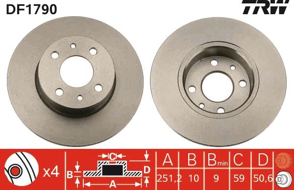 TRW DF1790 - Disque de frein cwaw.fr